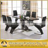 Marble Top Dining Table Set With Strong Stainless Steel Base
