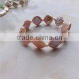 10-12mm Pink Diamond Shape Freshwater Pearl Bracelet thumbnail-4