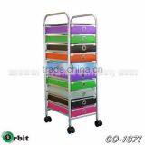 Colorful 4 Tier Plastic Storage Trolley With Drawers, Space Saving Storage Cabinet thumbnail-3