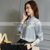 2017 Latest Plain Chiffon Formal Shirt Long Sleeve Design Blouse for Women thumbnail-5