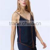 New Design Ladies Sequin Embroideried Beaded Navy Cami Top thumbnail-4