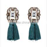 Bohemian Style Big Crystal With Tassel Charms Earrings for Women Jewelry thumbnail-5