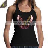 Latest Fashion AKA Afro Girl Rhinestone Transfer Motif On Cotton Black Fabric Tank Top Clothes thumbnail-4