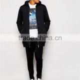 Mens 100% Cotton Pocket Customized Wholesale Plain Black Hoodie thumbnail-6