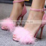 Zm50271b 2017 Europe New Style Feather High Heels Women Sandals Hollow Out Sexy Latest High Heel Ladies Shoes thumbnail-5