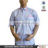 2016 Blue 100%Cotton Wholesale Mens Work Shirts Men Formal Short Sleeve Shirts With Two Chest Pockets thumbnail-1