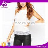 2016 Guangzhou Shandao Supplier New Arrivals Beautiful Summer Fashion Women Sexy Spaghetti Strap White Slim Lace Tops thumbnail-1