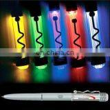 assorted led pen w/logo &spring clip for promo,gifts(aluminum,batteries included,twist on/off, click lighting,CE,RoHS approval)