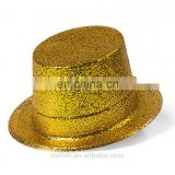 MH-2153 Classic Party kit PVC Plain Full Size Golden Glitter Plastic Top Hat