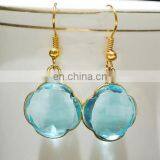 Blue Quartz Clover Shape Bezel Set Earrings/Wholesale Gemstone Earrings thumbnail-1