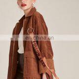 Hot Sale Fashion Women Corduroy Windbreaker Jacket Coat thumbnail-2
