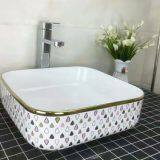 Ceramic Gold Square Wash Hand Basin Sizes for Sale