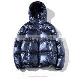 Mens Winter Long Sleeve Hoodie Zip up Shiny Puffer Jacket thumbnail-5