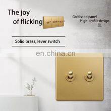Retro Gold 2 Open Nordic Minimalist Home Improvement Theme Brass Lever 86 Type Concealed Electrical Wall Switch Panel thumbnail-4