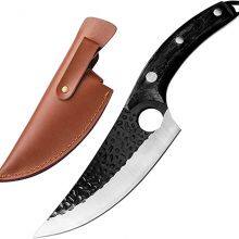 Butcher Knife Black Forged Boning Knives With Sheath Japanese Fillet Meat Cleaver Knives Full Tang Japan Knives Chef Knife for Kitchen, Camping, BBQ thumbnail-1