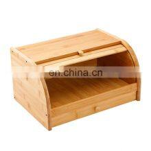 Countertop Extra Large Roll Top Bamboo Bread Boxes Rustic Storage Bin Holder For Kitchen thumbnail-3