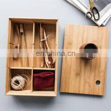 Bamboo Household Six Grid With Lid Dried Fruit Candy Melon Nut Assortment Box Snack Dry Food Storage Box Pantry Organizer thumbnail-4