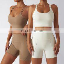 Shorts Set Women Custom High Waist Gym Active Wear Shorts Two Piece Shorts Workout Set Woman Biker Short Set 2023 thumbnail-1