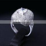 Newest Statement Fashion Pave Setting Cubic Zirconia Chunky Bridal Wedding Ring thumbnail-5