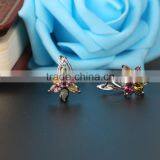 925 Sterling Silver Muilti Color Clip on Earring A Quality Clear Genuine Tourmaline thumbnail-1