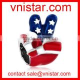 Vnistar metal alloy european style large hole USA flag hand sign beads for 2016 TB080