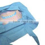 European Style Light Blue Canvas Folding Shopping Bag Simple High Quality Tote Bag thumbnail-4