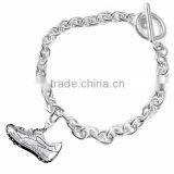 3D Sports Cleat Sneaker Charm, Comes On An Adjustable Silver Tone, Solid Miracle Wire Bracelet thumbnail-3