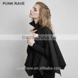 PY-140 PUNK Unique Bat Profile Shape Stand Collar Metal Feel Cloak Trench Coat thumbnail-2