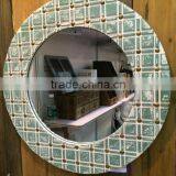 Beautiful Wooden Wall Interior or Bathroom Round Mirror for Make up Quality Choice thumbnail-1