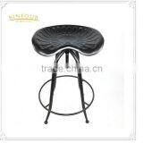 antique metal folding upholstered bar stool chair with leather