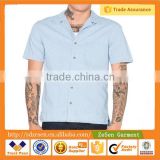 China Supplier Manufacture Bule Short Sleeve Denim Fabric T Shirt Men