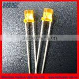 super bright 3mm flat top yellow through hole led diode