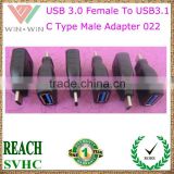 Black Female USB 3.0 To 3.1 USB-C male Adapter 022