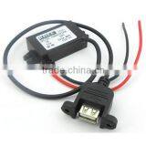 DC Car Charger Power Adapter 12V (8-22V) Turn to 5V 3A Type A Female USB Output Step Down Converter With Mounting Hole
