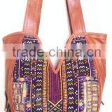 Popular Fashionable leather handmade vintage banjara shoulder bag with leather tassels