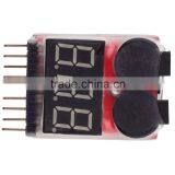 Hot Selling 1-8S Lipo/Li-ion/Fe Battery Voltage 2IN1 Tester Low Voltage Buzzer Alarm