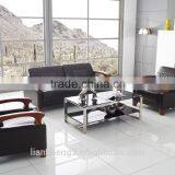 S850 Generous Modern Simple Black Office Leather Sofa With Stainless Steel Base thumbnail-4