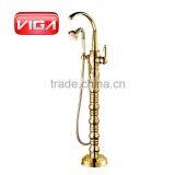Old Style Brass Bathtub Faucet Floor Stand Shower Mixer thumbnail-2