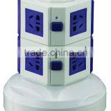 ME-S2 2 Layer CE Approved 220V Mult Vertical Desktop Tower Plug Socket With 2 Usb Port and 1 Meter Power Line for Home/office thumbnail-2