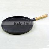 2015 Best Sale Cast Iron Casserole Cast Iron Frying Pan With Wooden Handle