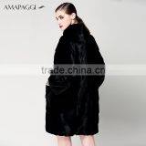 Hot Sale Plus Size Black Mink Fur Coat for Women thumbnail-3