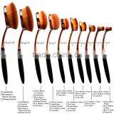 New Arrival Hot Sale 10 Pcs Toothbrush Style Makeup Brush Set Rose Gold Oval Cosmetic Makeup Set