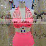 2016 New Arrival Flower Printed Retro High Waist Bikini thumbnail-6