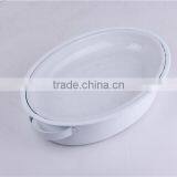 Chinese Black Enamel Oval Shallow Oven Baking Pan With Rack thumbnail-3
