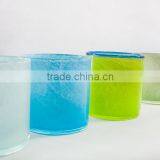 Hand Made Glass Cup Glass Candle Cup Blue Colored Design Glass Cup thumbnail-1