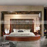 Contemporary Round Bed With Solid Wood Frame Bedroom Furniture,Malaysia Style Bedroom Natural Wood Furniture thumbnail-1