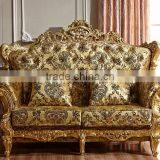 New Classic Living Room Furniture Wooden Hand Carved Fabric Sofa Set thumbnail-3