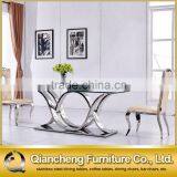Fashion Tempered Glass Stainless Steel Dining Table and Chair Sets thumbnail-6