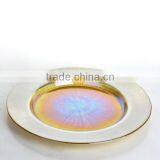 Charger Plate Antique Gold Plate Silver Rimmed Glass Charger Plates thumbnail-2