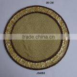 Round Mother of Pearl Bead Place Mats With Plain Center Patterns Available in More Colours and Patterns thumbnail-1
